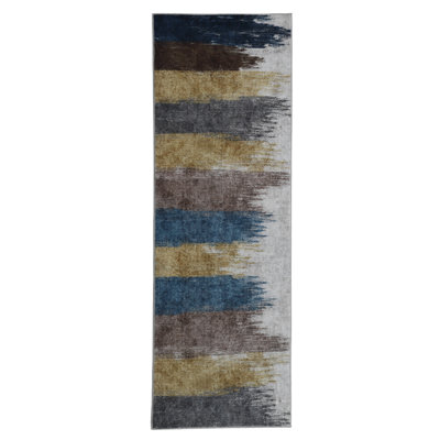 Modern Washable Area Rug Soft Low Pile Distressed Print Carpet with Non Slip Rubber Backing Easy Maintenance, for Living Room, Bedroom, Home Office