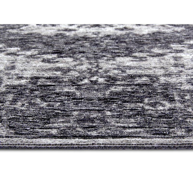 Bila Grey/Black Rug, Rectangular 75 x 150cm