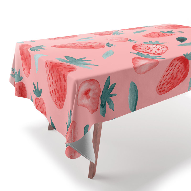 Angela Minca Pink Strawberries Tablecloth