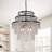 6 Light Dimmable Black Round Crystal Curtain Chandelier With 3 Layer Crystal 