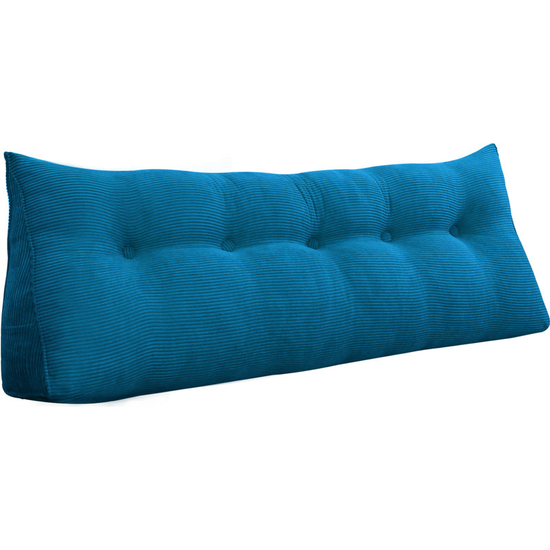 Sit-up Back Comfort Corduroy Bed Headboard Wedge Reading Pillow Triangular Backrest Compression, California King, Royal Blue