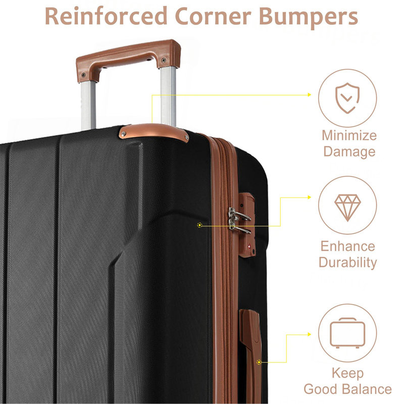 Hardshell ABS Luggage Sets 2 Piece Suitcase Set Expandable With TSA Lock Spinner Wheels For Men Women