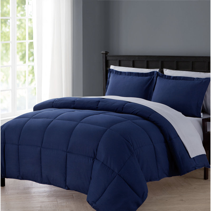 Lincoln Polyester Comforter, Blue/White, King Comforter + 6 Additional Pieces