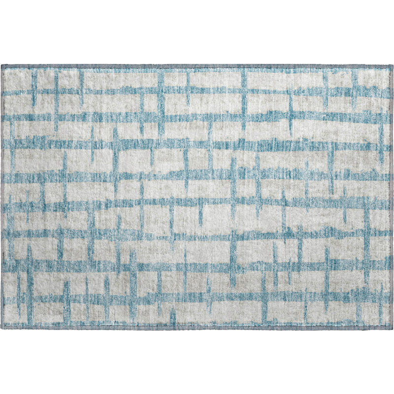 Premium Machine Washable Prisco Sky Rug, Rectangle 1'8" x 2'6"