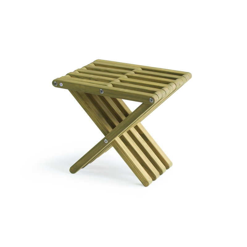 Avocado Green Pine Wood Foldable Accent Stool