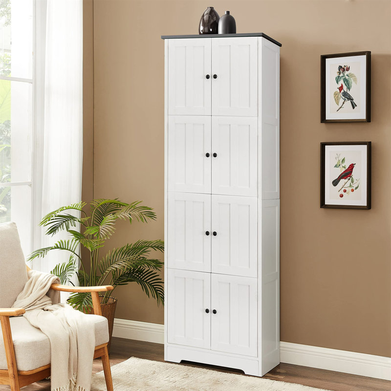 Grande armoire de rangement avec 8 portes et 4 tablettes, Noir