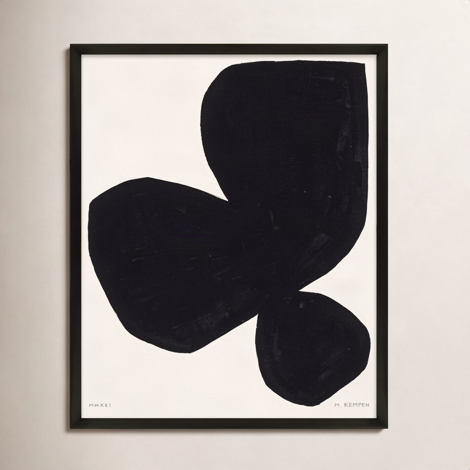 Shauna "Module on White 5" Painting, 30" H x 24" W x 1.25" D, Black