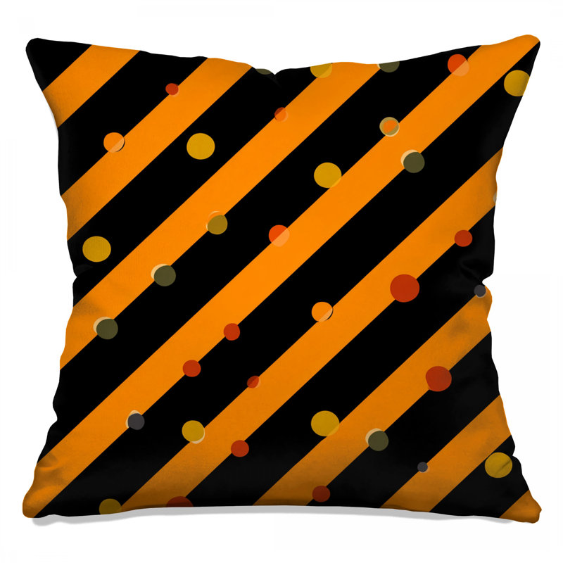 Coussin décoratif à rayures orange, motif à double face, 14 X 14 pouces