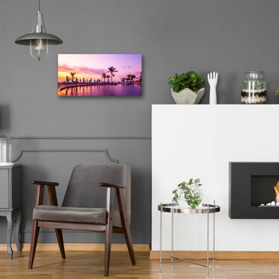 «Sunset By The Pool» par Jonathan Ross, art mural en verre acrylique