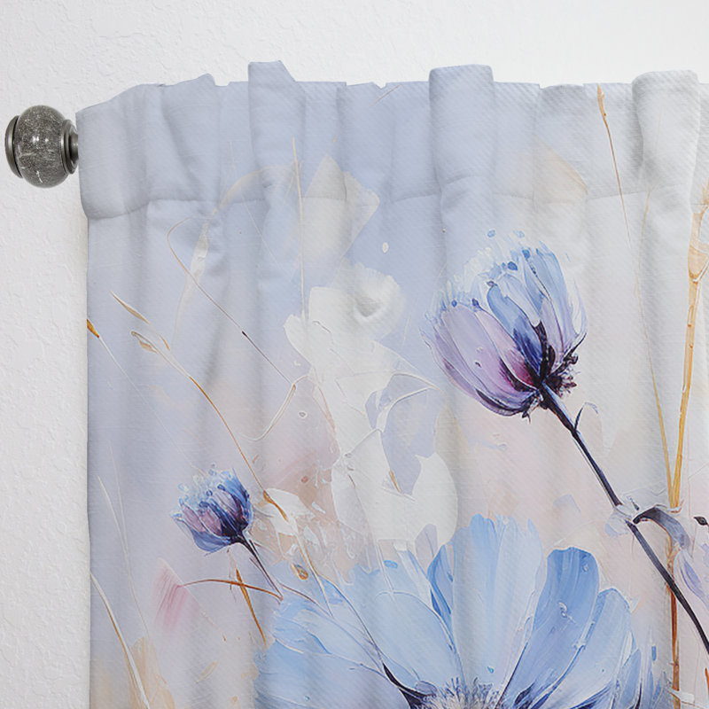 Georgios Blue Cornflowers Charm In Winter I - Traditional Velvet Curtain - Room Darkening - 1 panel, 52" W x 84" L