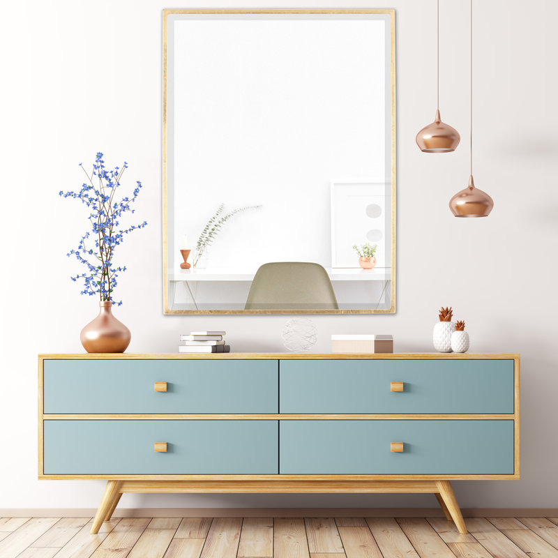 Miroir d'appoint Bugarin, H 20,62 po x l 24,62 po, Feuille d'or