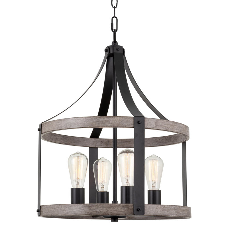Luminaire suspendu lanterne à 4 lumières Broadalbin, Cèdre clair