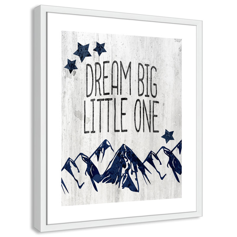 Adhésif décoratif «Dream Big Little One», H 24,5 po x l 20,5 po x P 1,18 po, Encadré de boîte blanc