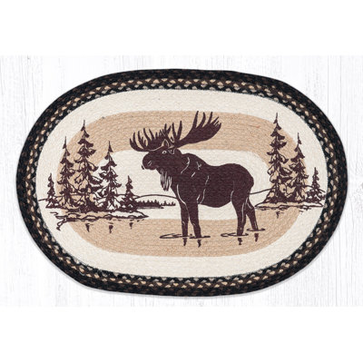  Welcome Dog Oval Patch Tread Rug 30" H Wool Blend, Rustic Entry Accent with Hand-Stitched Canine Design