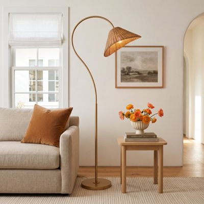 65" Arched Rattan Floor Lamp