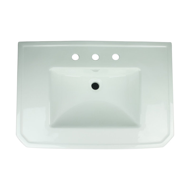 Lavabo de salle de bain rectangulaire en porcelaine vitreuse avec trop-plein victoria