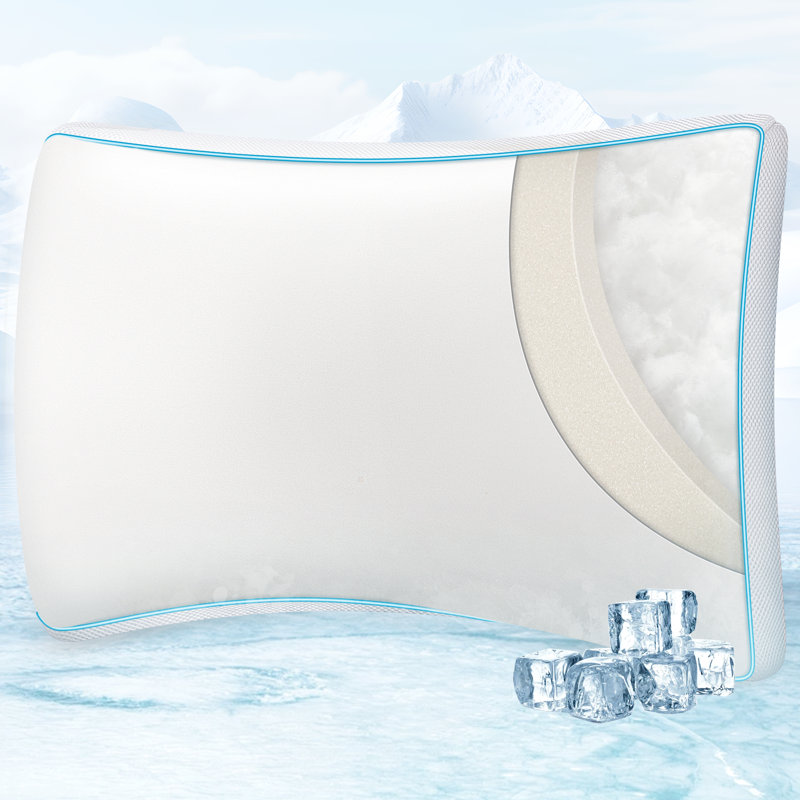 Thick Side Memory Foam Pillow Cooling Pillow For Neck Support, Ergonomically Designed Medium Bed Pillows（Set of 1）, King