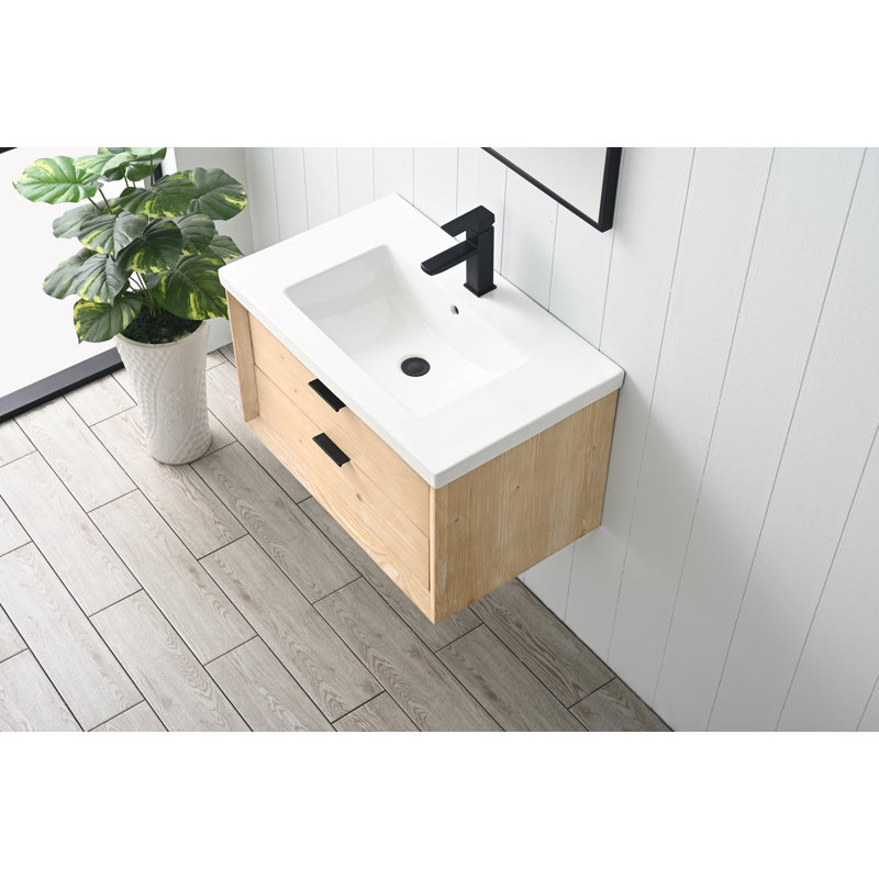 Lelanie 30" Single Bathroom Vanity Set, Brown, Matte Black
