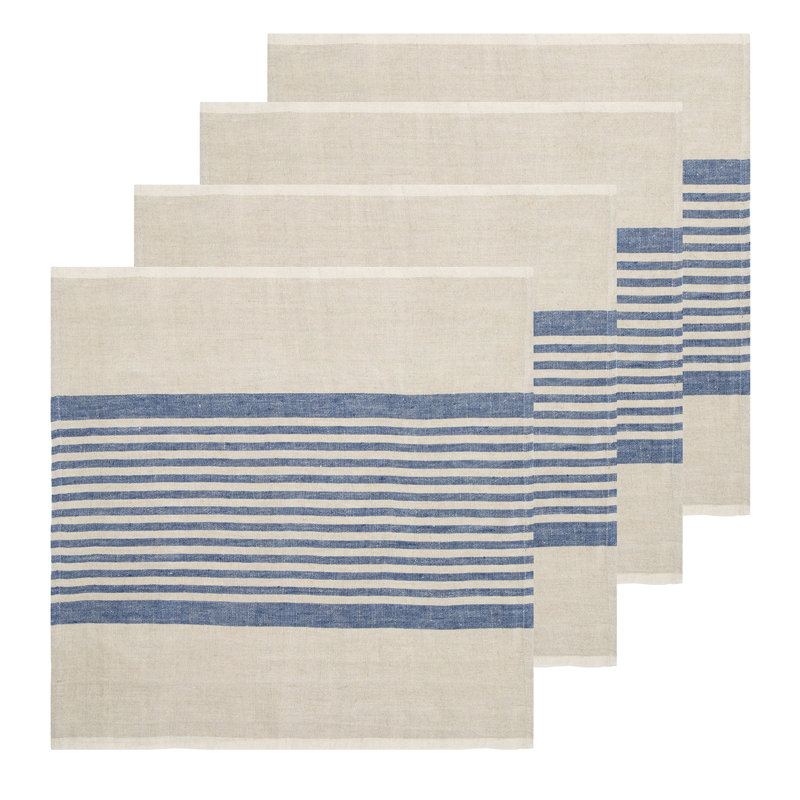 Brittany Square Napkin, Natural/Blue
