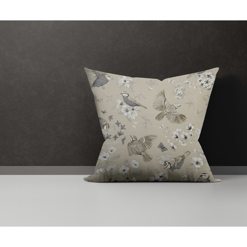 Cotton Reversible Throw Pillow, Beige, 15W" x 15H"