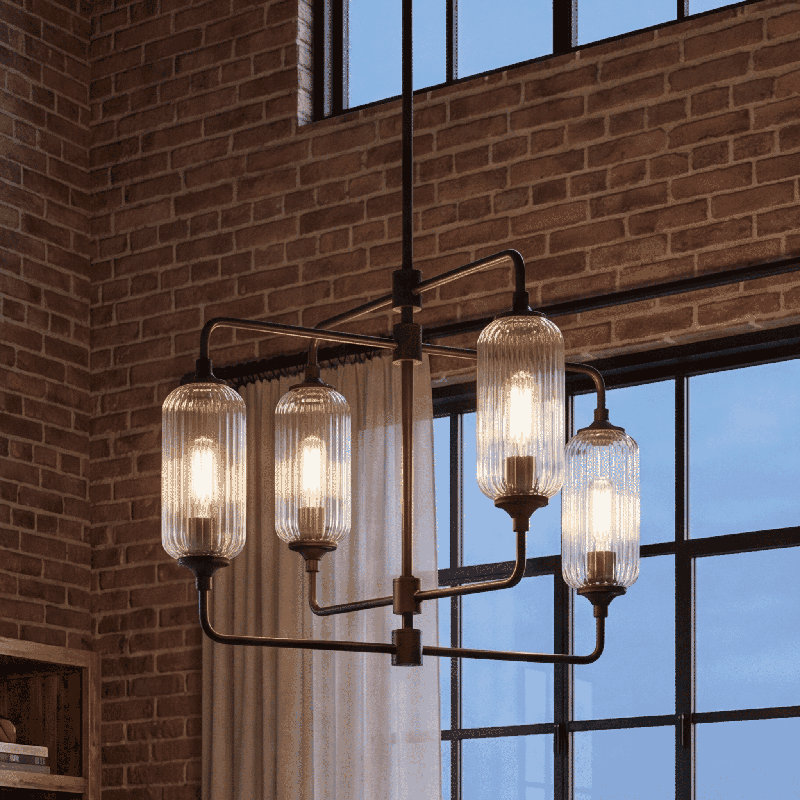 Lustre 4 lumières Nunley , Laiton, H 28,25 po x l 20 po x P 20 po