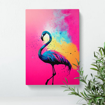 Flamingo Paint Splash No.3 - Wrapped Canvas