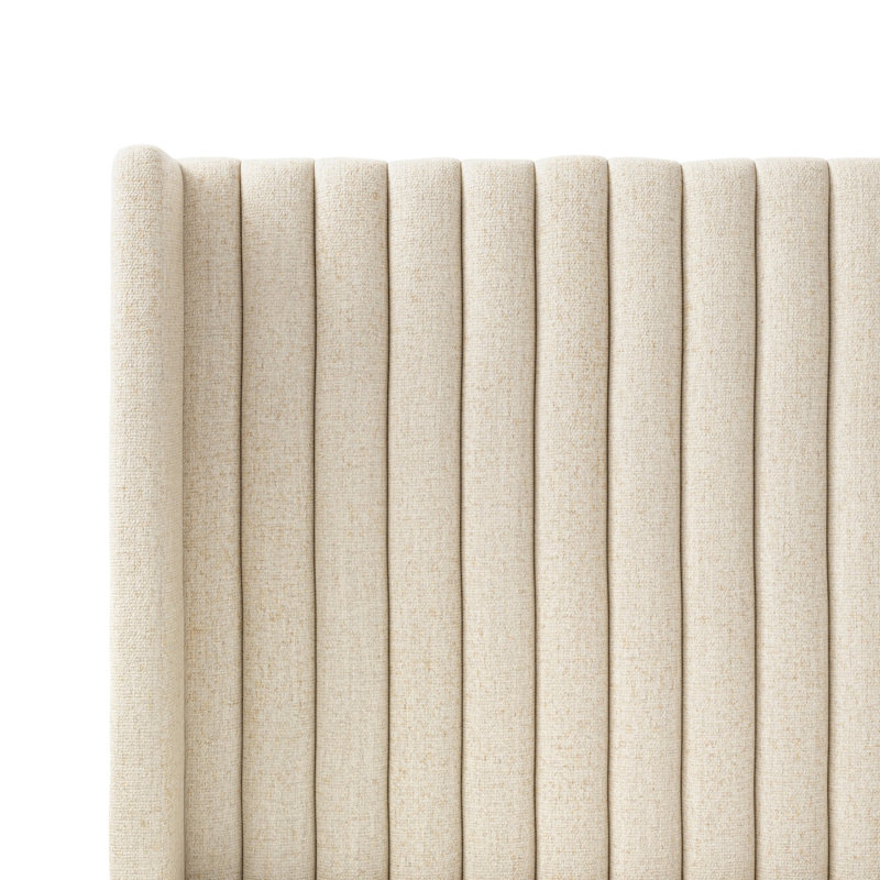 Montgomery Upholstered Wingback Bed, King, Thames Cream