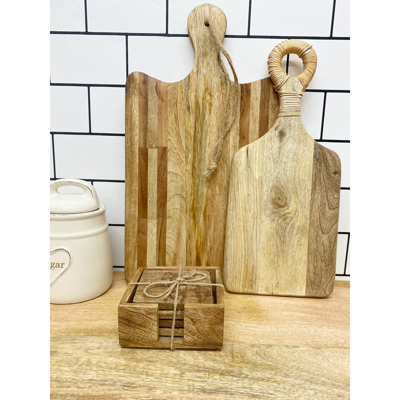 Wood Square 4 Piece Coaster Set
