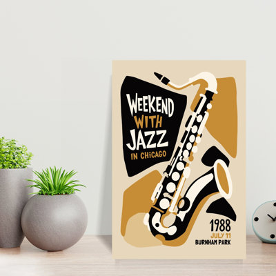 Retro Chicago Jazz Festival Classic Retro Vintage Architecture Wall Art Print by Patryk Krygowski - Wrapped Canvas Print