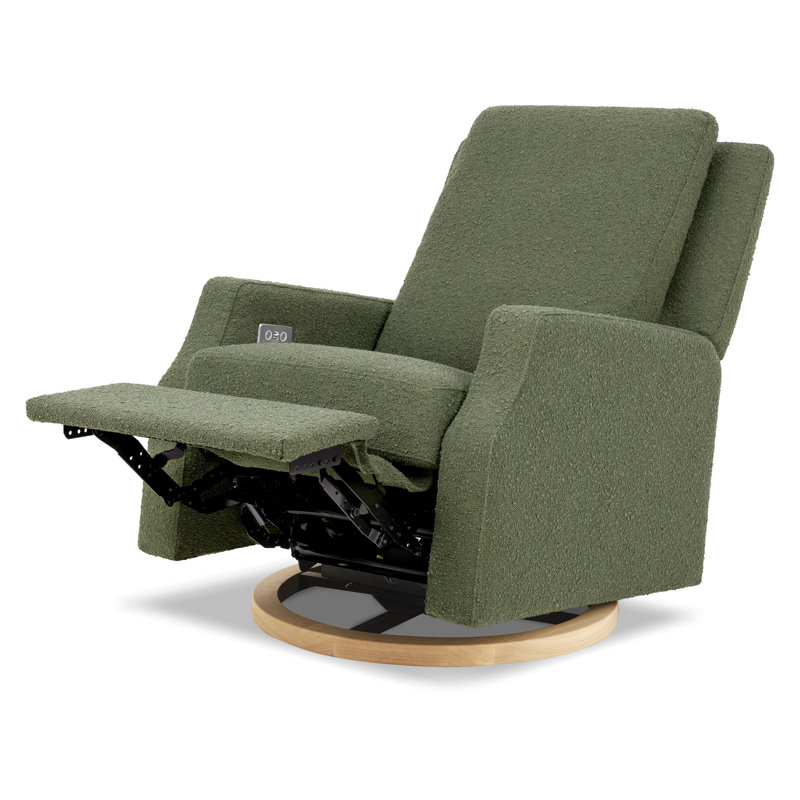 Crewe Electronic Recliner and Swivel Glider in Eco-Performance Fabric, Olive Boucle
