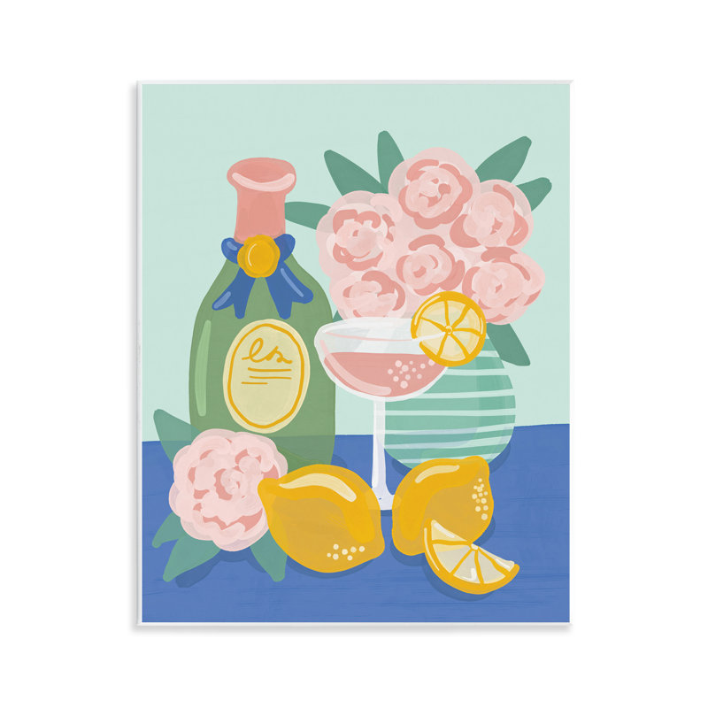  Lemons & Drinks Still Life Wall Plaque Art by Kristina Hultkrantz