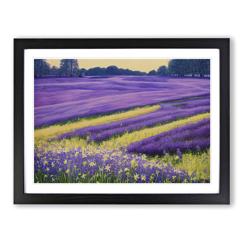 XH1022-6362X Mystical Bluebell Field - Single Picture Frame Print, Black, 34cm H x 46cm W