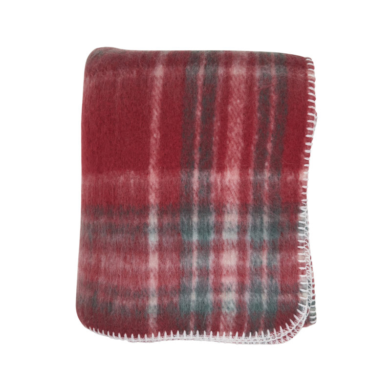 Jeté à carreaux en faux mohair
