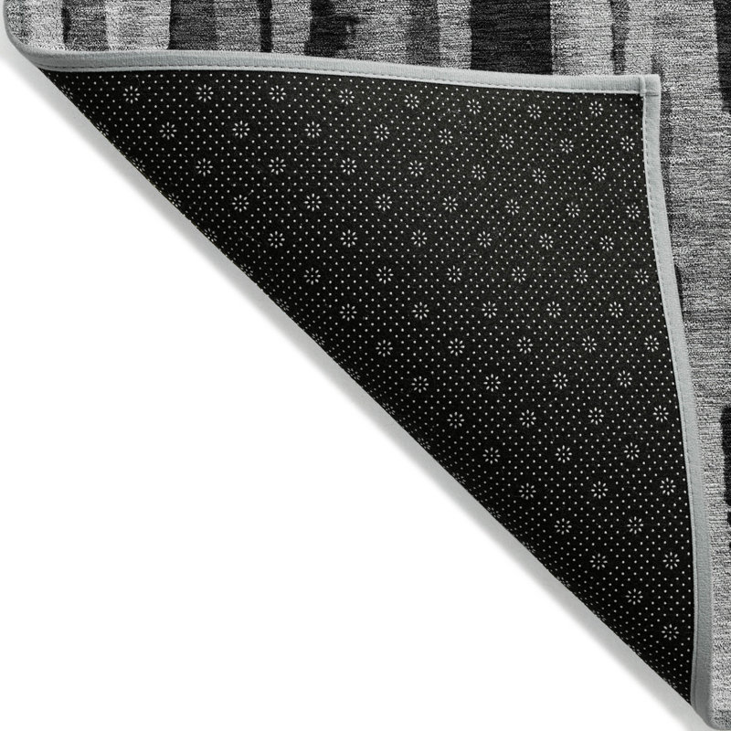 Tapis intérieur lavable rayé gris 3 pi x 5 pi HomeRoots