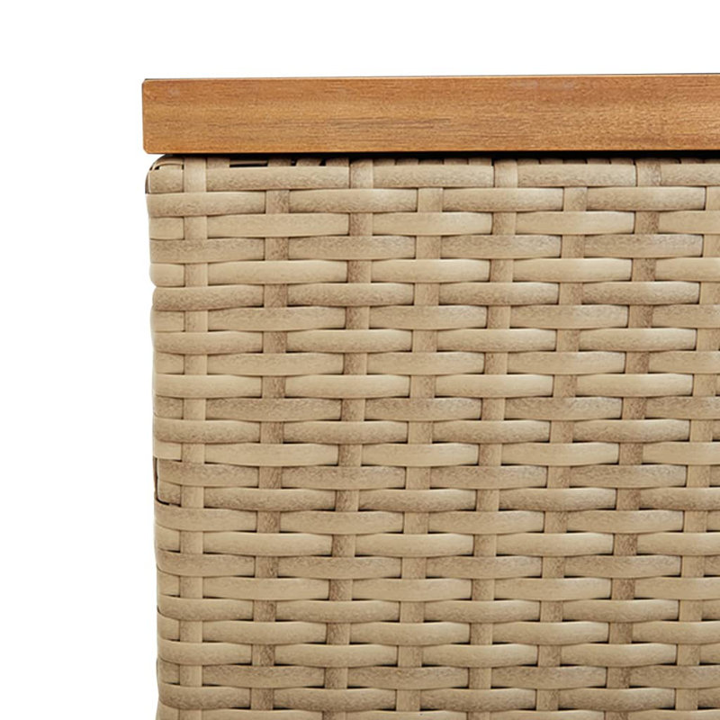 Acacia Steel/Solid Wood/Wicker Deck Box, Brown/Beige