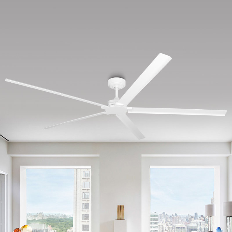  72" / 84" Full Aluminum Waterproof Outdoor Indoor Large Ceiling Fan with Remote Control, Modern Industrial Wet Rated 6-Speed Reversible DC Motor Gazebo Ceiling Fan without Light