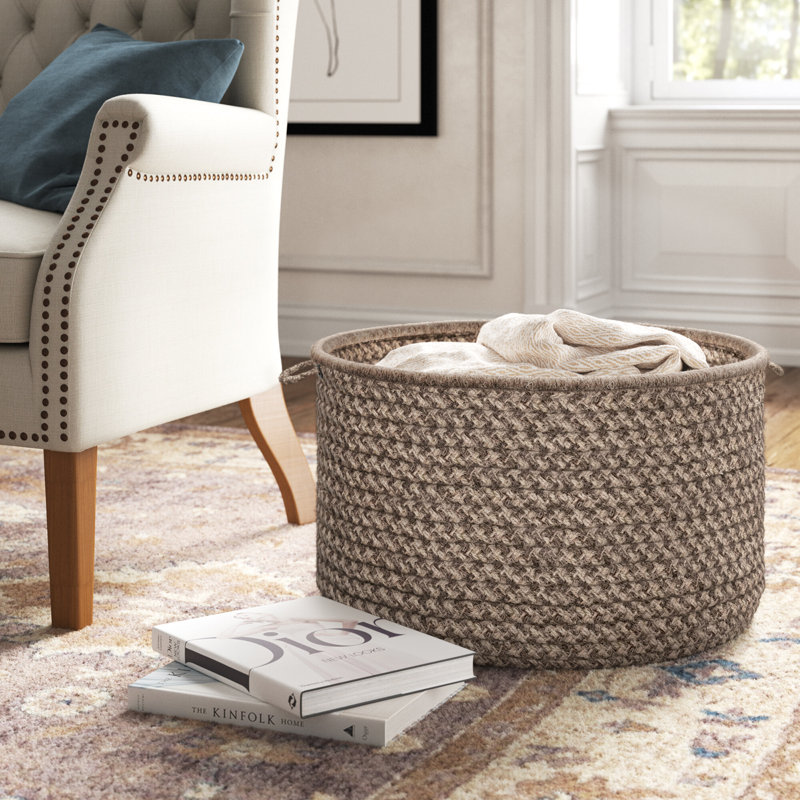Panier en laine Natural, Latte, H 10 po x l 14 po x P 14 po