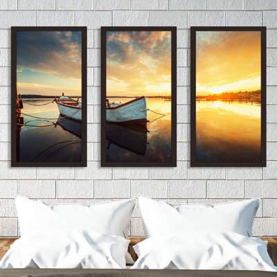Boat on Lake - 3 Piece Picture Frame Photograph Print Set on Acrylic -  Picture Perfect International, 704-2578-1224