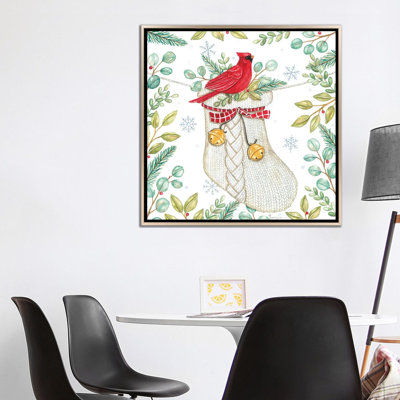 «Jingle Bell Cardinal», reproduction d'art sur toile encadrée
