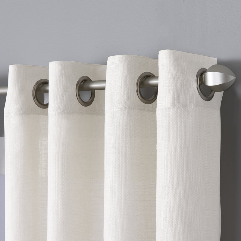 Wein Polyester / Cotton Light-Filtering Solid Color Curtain Panel with Grommet Top, White, 50" x 95"