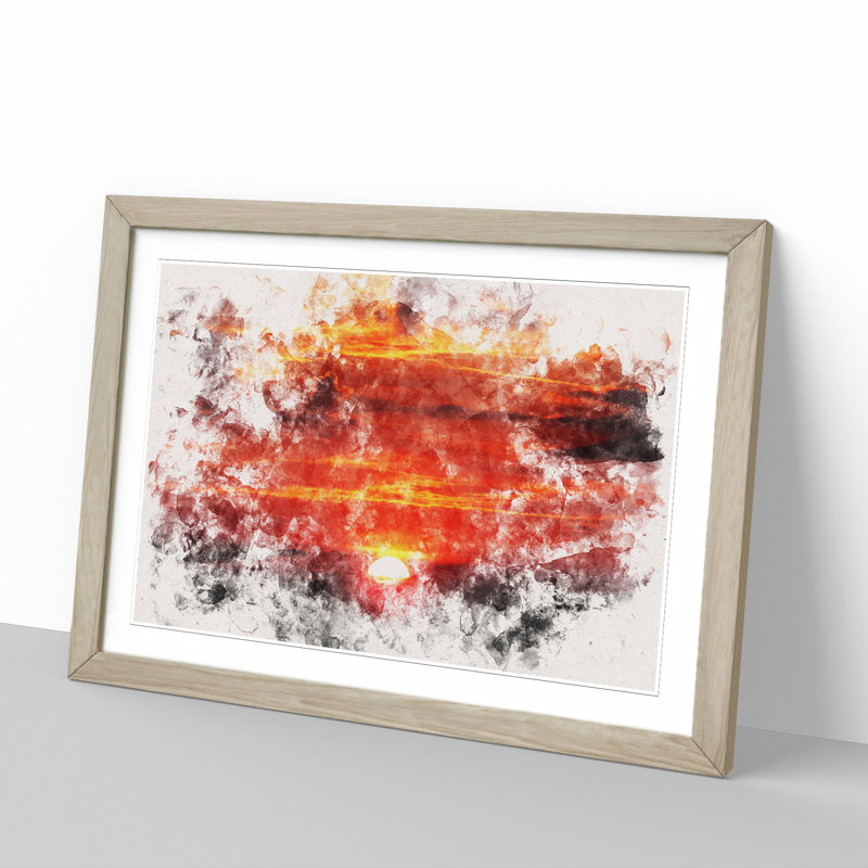 Red and Orange Sunset - Framed Print, 36cm H x 48cm W x 2cm D, Oak Framed