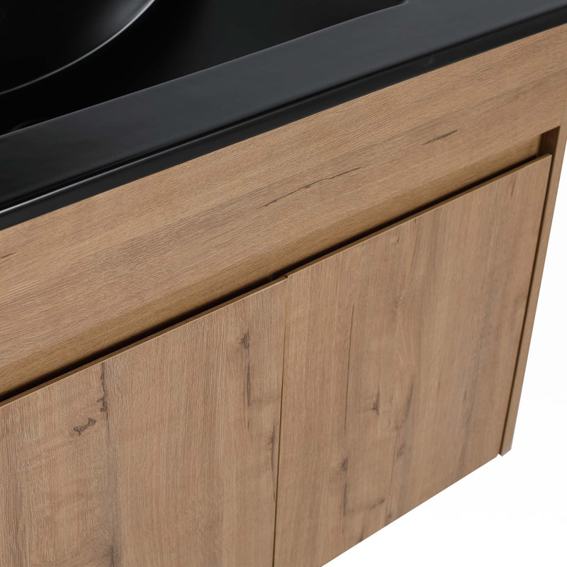 Meuble-lavabo de 30 po avec lavabo et tablette ajustable (robinet non inclus), Noir, noir, noir, noir