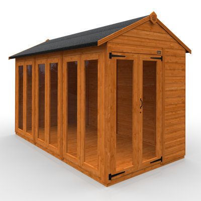 TigerFlex® Modular Buildings 12 ft. W x 6 ft. D Shiplap Apex Full Pane Summerhouse