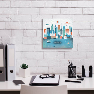 Ebern Designs 'Baltimore Skyline' by Michael Mullan Canvas Wall Art, 12" x 12"