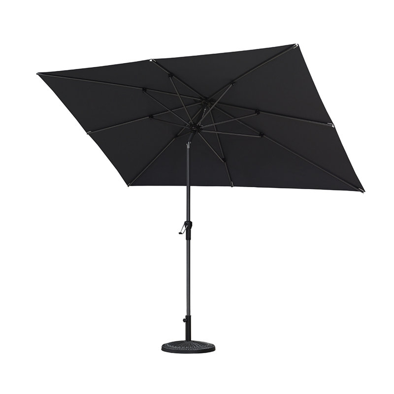 Parasol gris avec table de marché George Oliver, Gris