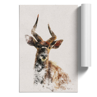 A Curious Antelope Watercolour - Frameless Print