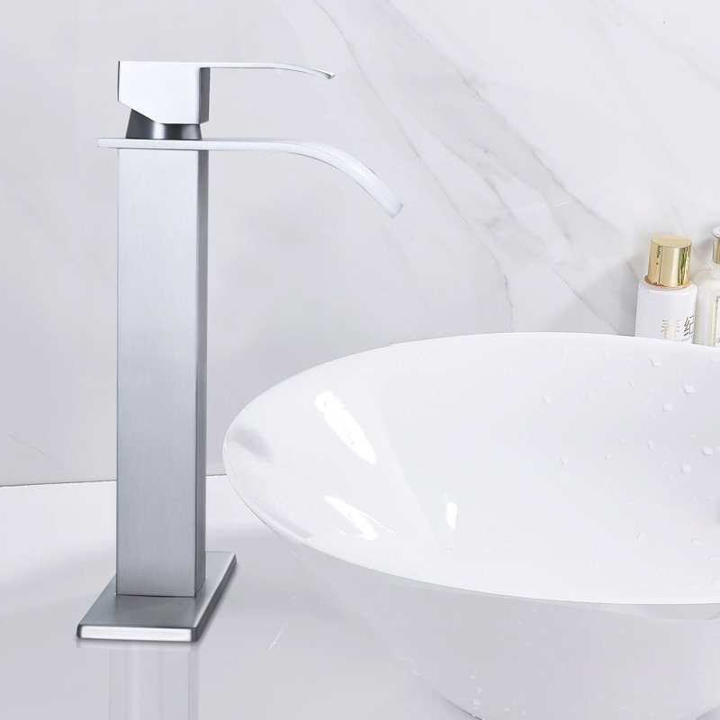 Single-handle Bathroom Faucet with Drain Assembly, Brushed Nickel