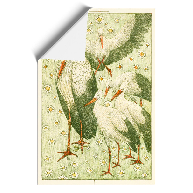 Five Storks by Theo Van Hoytema - No Frame Painting, 30cm H x 21cm W x 0.1cm D