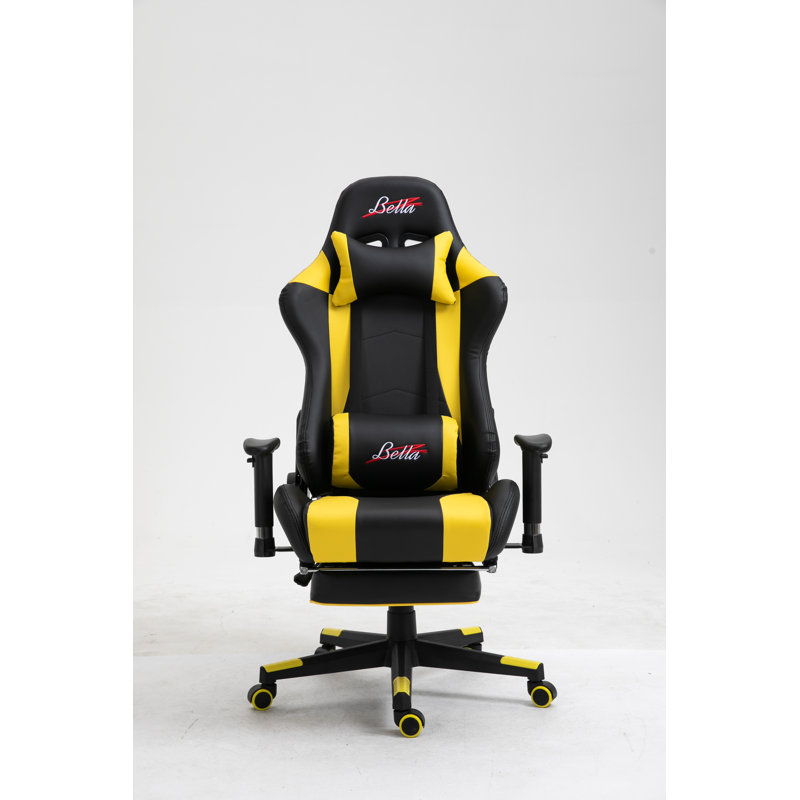 Fauteuil lombaire de massage pour PC et fauteuil de jeu de course, Jaune