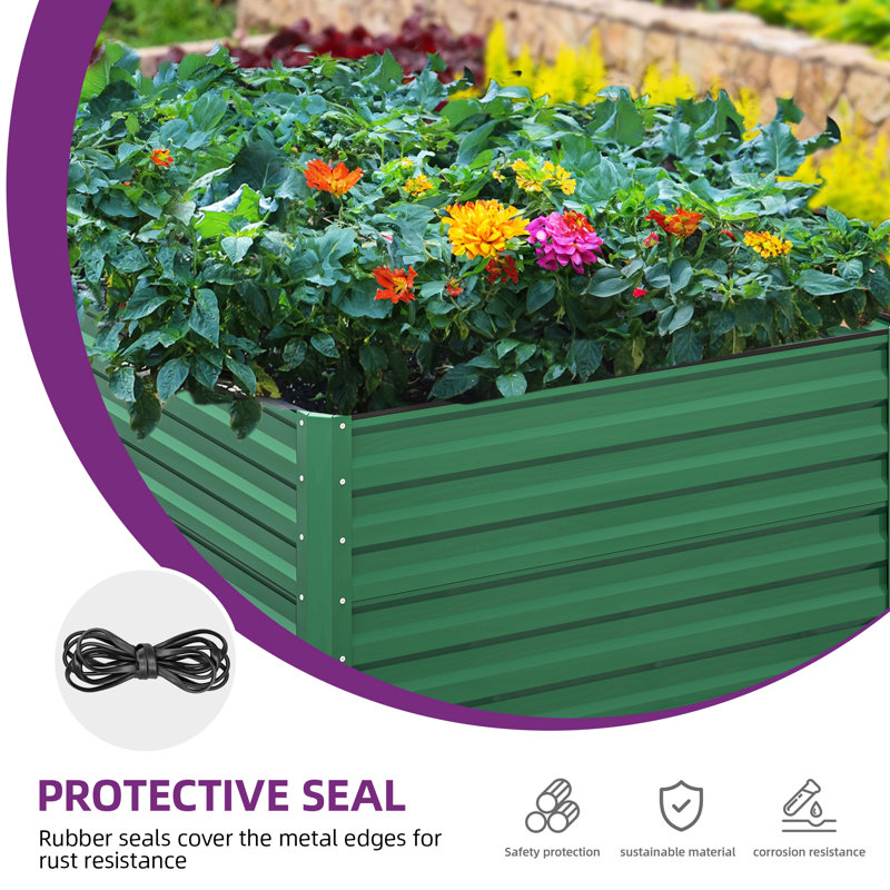 Millerville Raised Garden Bed-8x4x2 FT, Green, 24" H x 96" W x 48" D